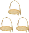 PRETYZOOM 3pcs Bamboo Food Serving Tray with Handle: 7.5 x 7.5 x 8.6 Inch Shallow Bamboo Basket Fruit Snack Food Storage Woven Basket Display Rack
