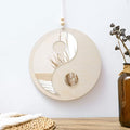 Artilady Yin Yang Decorative Mirror - Boho Wood Mirror Macrame Taiji Small Round Mirror Wall Decor for Apartment Nursery Bedroom Living Room Farmhouse Funky Home Decor