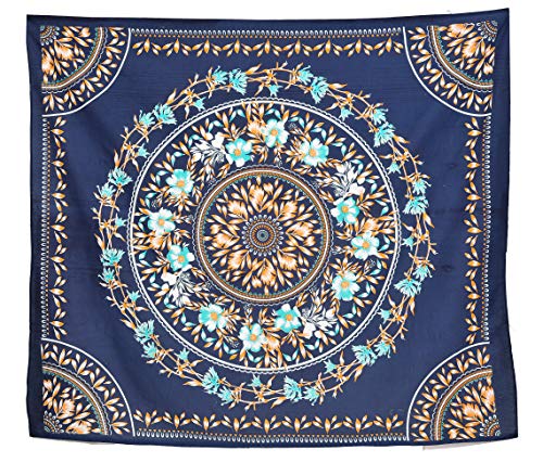 ANJANIYA Floral Mandala Wall Art - Indian Tapestry Dorm Decor Hippie Wall Hanging Psychedelic - Bohemian Decor (Navy Blue, 54"X60") - color: Navy Blue, size: 60"L x 54"W