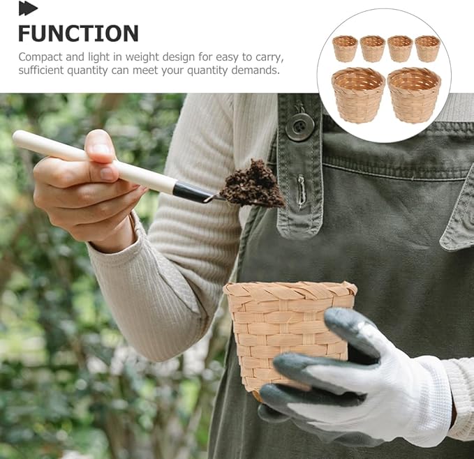 PRETYZOOM Mini Woven Storage Basket 6Pcs Bamboo Basket for Home Organization Tabletop Fruit Flower Container Portable Decorative
