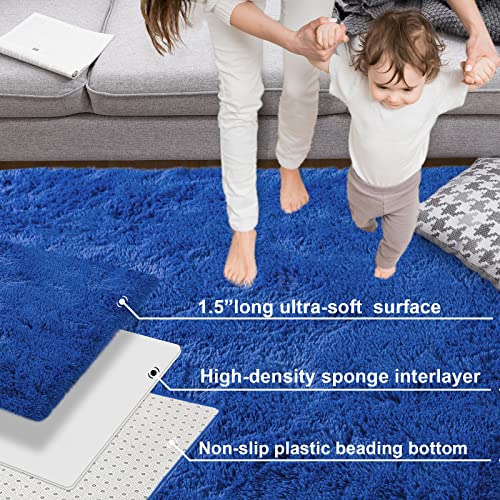 Kelarea Area Rug for Living Room, 5x8 Non-Slip Navy Blue Rug Fluffy Soft Shag Rugs, Fuzzy Shaggy Plush Carpet for Bedroom, Nursery Rooms, Home Dorm - color: Navy Blue, size: 5 x 8 Feet