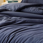 ROSGONIA California King Comforter Set Navy Blue,3pcs(1 Boho Cal King Comforter & 2 Pillowcases) All Season Bedding Soft Bedspread Blanket Quilt