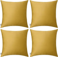 Thmyo 4-Pack 100% Cotton Comfortable Solid Decorative Throw Pillow Case Square Cushion Cover Pillowcase Sublimation Blank Pillow Covers DIY Throw Pillowcase(18x18 inch/45x45cm,Mustard Yellow)