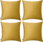 Thmyo 4-Pack 100% Cotton Comfortable Solid Decorative Throw Pillow Case Square Cushion Cover Pillowcase Sublimation Blank Pillow Covers DIY Throw Pillowcase(18x18 inch/45x45cm,Mustard Yellow)