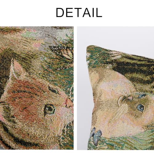 Cute Cat Garden Lumbar Throw Pillow Cover 12x 20, Art Painting Linen Pillow Cushion Cases, Farmhouse Decorative Pillows for Bed, Outdoor Couch Bedroom Car Green - color: Green