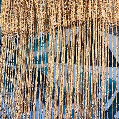 Hysenm 2 Pack 39 x 79 Inch String Curtains Door, Hippie Room Decor Beaded Curtains for Doorway, Closet Curtains, Room Divider Privacy Decor, Boho Home Decoration for Bedroom, Party, Champagne - color: Champagne