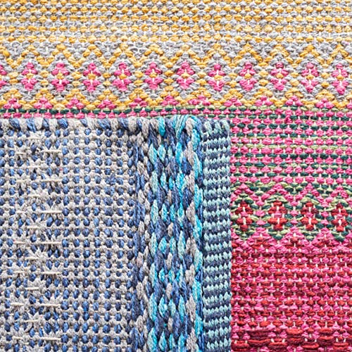 SAFAVIEH Montauk Collection Runner Rug - 2'3" x 9', Blue & Red, Handmade Flat Weave Boho Stripe Cotton, Ideal for High Traffic Areas in Living Room, Bedroom (MTK851M) - color: Blue/Red, size: 2'3" x 9' (Runner)