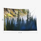 EMMTEEY Tree Tapestry - Fog and Pine Tree on Rugged Mountainside - 60x50 Inches - Perfect for Families