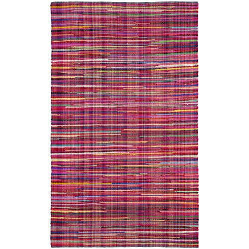 SAFAVIEH Rag Rug Collection Accent Rug - 2'6" x 4', Red & Multi, Handmade Boho Stripe Cotton, Ideal for High Traffic Areas in Entryway, Living Room, Bedroom (RAR240D)