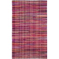SAFAVIEH Rag Rug Collection Accent Rug - 2'6" x 4', Red & Multi, Handmade Boho Stripe Cotton, Ideal for High Traffic Areas in Entryway, Living Room, Bedroom (RAR240D)