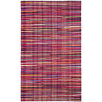 SAFAVIEH Rag Rug Collection Accent Rug - 2'6" x 4', Red & Multi, Handmade Boho Stripe Cotton, Ideal for High Traffic Areas in Entryway, Living Room, Bedroom (RAR240D)