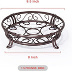 Yimobra Metal Plant Stand for Outdoor Indoor, Heavy Duty Flower Pots Holder Rustproof Wrought Iron Planter Stands Garden Round Supports Rack for Planter 9.5 Inches, Bronze Brown