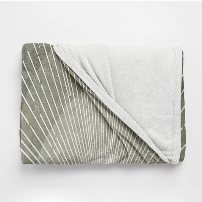 Boho Moss Green Sunrise Mid Century Throws Blankets Modern Abstract Decorative Blankets Boho Minimalist Geometric Aesthetic Soft Warm Bed Bedding Blankets for Couch Bedroom Office 50"x60"