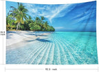EMMTEEY Beach Tapestry Home Decor Wall Art Extra Large 92.5X70.9 Inch-Summer Calm Sea Waves with Palm Trees Durable Tapestry Wall Hanging for Bedroom