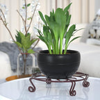 Yimobra Original Patented Plant Stand for Flower Pot Heavy Duty Potted Holder Indoor Outdoor, Metal Rustproof Iron Garden Container Round Supports Rack for Planter, Brown, 10.2 Inches
