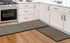 Artoid Mode Washable Non-Skid Kitchen Rugs and Mats Set of 2, Rubber Backing Home Decor Kitchen Mats for Floor Front of Sink Black - 17x29 and 17x47 Inch