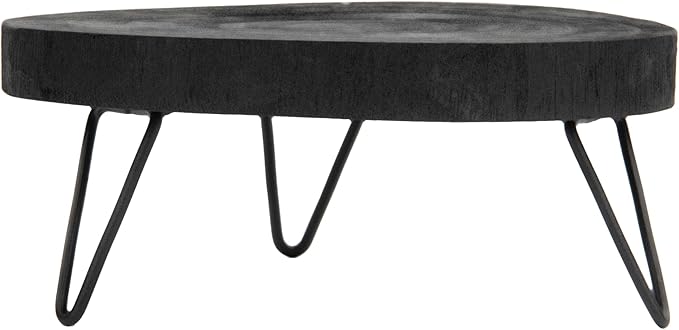 Creative Co-Op Decorative Paulownia Wood Pedestal, Black