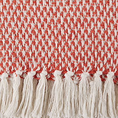 DII Woven Throw Collection 100% Cotton, Basketweave, 50x60, Spice - color: Spice, size: 50x60"