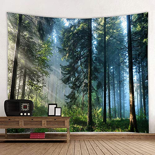 Llamazing Forest Tapestry Home Decor Landscape Living Room Bedroom Decoration Magic Tapestry Curtain (Morning Forest, 78''L×60''W) - color: Morning Forest, size: 78"L x 60"W