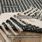 Lahome Belle Boho Hallway Runner Rug, 2x6 Laundry Room Lightweight Entry Bathroom Woven Cotton Throw Mat with Tassels, Farmhouse Non Shedding Washable Grey Rug Low Pile Runner for Kitchen - color: Grey, size: 2' x 6' (Runner)