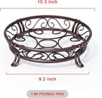 Yimobra Metal Plant Stand for Outdoor Indoor, Heavy Duty Flower Pots Holder Rustproof Wrought Iron Planter Stands Garden Round Supports Rack for Planter 10.3 Inches, Bronze Brown