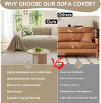 ROOMLIFE Boho Beige Couch Cover for Dogs, Washable Non Slip Furniture Protector Couch Sofa Covers for 3 Cushion Couch, Soft Chenille Couch Cover Throw Blanket with Tassels 71''X118''