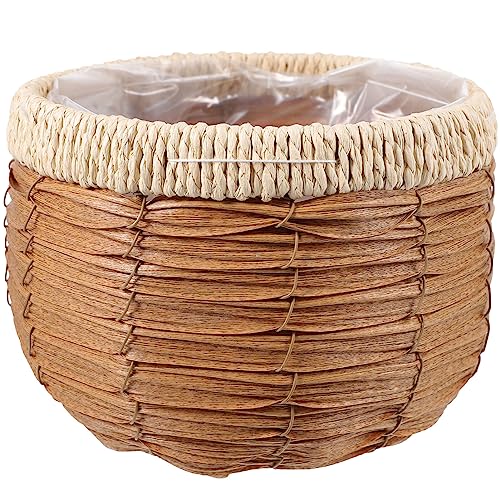 GANAZONO Woven Planter Basket Natural Rattan Plant Pot 7.28X7.28X5.31In Handwoven Multi-Purpose Flower Container for Indoor Outdoor Decor and Storage - size: 18.5X13.5CM
