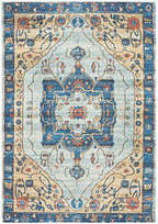 SAFAVIEH Saffron Collection Accent Rug - 4' x 6', Turquoise & Navy, Handmade Boho Chic Distressed Cotton, Ideal for High Traffic Areas in Entryway, Living Room, Bedroom (SFN540K) - size: 4' x 6' (Rectangular)