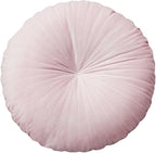 HLOVME Round Pillow Cushion for Couch Velvet Decorative Small Throw Pillow Solid Color for Living Room Bed Floor 15.7”, Light Pink