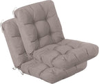 QILLOWAY Outdoor Seat/Back Chair Cushion Tufted Pillow, Spring/Summer Seasonal Replacement Cushions - Set of 2 (Tan/Grey)