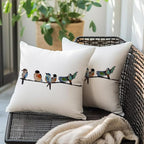 RABUSOA Birds Pillow Covers 16x16 Inch,Lumbar Decorative Throw Pillows,Spring Summer Hand-Painted Outdoor Pillowcases Cushion Covers for Couch