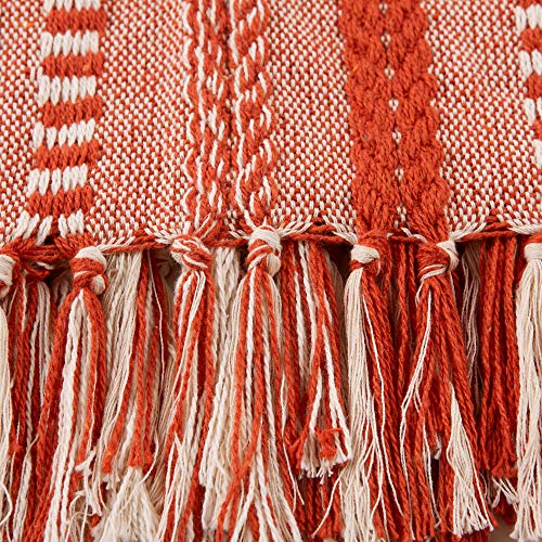 DII Braided Striped Decorative Throw Blanket, 50x60, Vintage Orange/Red - color: Vintage Orange/Red