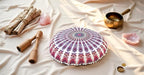 Round Mandala Floor Pillow Cover Seating Cushion Throw Cover Hippie Decorative Bohemian Ottoman Pouf Cover, Pom Pom Pillow Cases,Boho Indian 22 Inches (Pink)