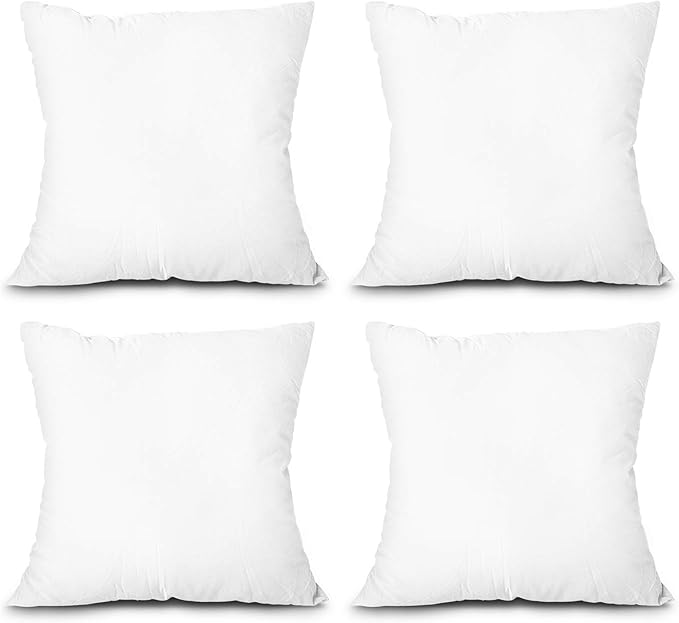 EDOW Throw Pillow Inserts, Set of 4 Lightweight Down Alternative Polyester Pillow, Couch Cushion, Sham Stuffer, Machine Washable. (White, 24x24)