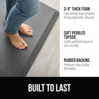 GORILLA GRIP Comfortable Cushioned Kitchen Mats for Floor, 39x20, Waterproof and Stain Resistant Soft Top, 3/4 Inch Thick Ergonomic Standing Desk Anti Fatigue Mat, Foam Supports Ankles and Feet, Grey