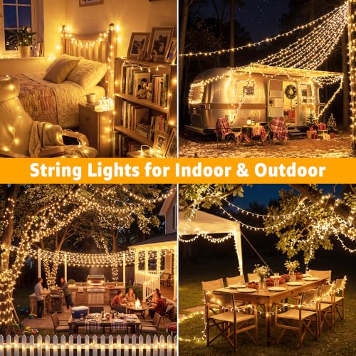 Guhope Christmas String Lights 1200LED 196FT, 8 Modes Dimmable Fairy Lights with Remote and Timer, Waterproof Warm Christmas Lights for Indoor Outdoor Bedroom Wedding Party Holiday Decor (Warm White) - color: Warm White, size: 1200 LED