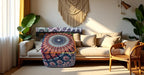 CRAFT KALA Indian Square Patchwork Traditional Pouf Cover Indian Living Room Poufs Cover Decorative Designer Ottoman Home Living Footstool Pom Ottoman Cover Decor 16X16X14 inches, Multi-Color Mirchi