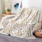 Floral Throw Blanket, Botanical Floral Blanket, Soft, Flannel, Warm, Boho Floral Bed Blanket All Season Flower Throw Blanket for Couch Bedroom Living Room, Brown 50X70 Inch