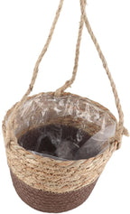 Ejoyous Hanging Planter Basket, Rustic Woven Flower Hangers for Indoor and Outdoor Plants Boho Style Hanging Straw Basket for Porches and Patio Decor (2pcs)