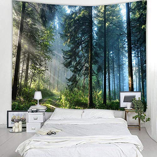 Llamazing Forest Tapestry Home Decor Landscape Living Room Bedroom Decoration Magic Tapestry Curtain (Morning Forest, 78''L×60''W) - color: Morning Forest, size: 78"L x 60"W