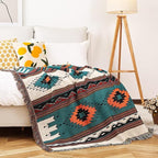 Lqprom Southwest Throw Blankets Aztec Southwestern Throws Cover Boho Native American Blankets for Gift Sofa Table Bed Living Room Decor Outdoor Camping Picnic Tent Beach Car Traveling 63"x87"