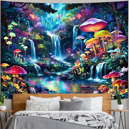Zussun Hippie Sun Tapestry Boho Vintage Sunrise Nature Tree Lake Wall Tapestry for Bedroom Aesthetic Colorful Landscape Large Tapestries Wall Hanging for Dorm Living Room Decor 80 x 60 Inch - color: Blue Red, size: 80"L x 60"W