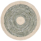 SAFAVIEH Cape Cod Collection 3' Round Green / Natural CAP210Y Handmade Braided Jute & Cotton Area Rug - color: Green/Natural, size: 3' (Round)