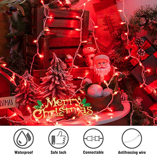 Hopolon 50 Red Christmas Lights, 2PACK White Wire 13Feet Long String Lights Set for Outdoor Indoor Décor, Valentines Day, Wedding, Halloween, Christmas Trees, Holiday Lighting Decorations,Red - color: Red,white Wire, size: 2PACK, 50 count