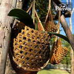 Handmade 100% Thai Bamboo Hanging Orchid Basket – 4 Inch, 5 Inch, 6 Inch (Triple Set) - color: 4 Inch, 5 Inch, 6 Inch - Triple Set