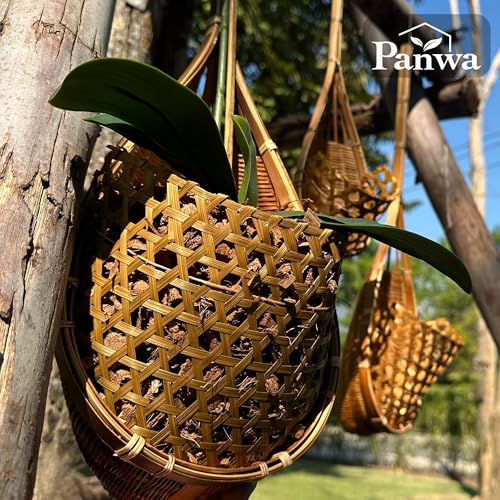 Handmade 100% Thai Bamboo Hanging Orchid Basket – 4 Inch, 5 Inch, 6 Inch (Triple Set) - color: 4 Inch, 5 Inch, 6 Inch - Triple Set