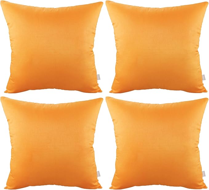 4-Pack 100% Cotton Comfortable Solid Decorative Throw Pillow Case Square Cushion Cover Pillowcase Sublimation Blank Pillow Cover Halloween DIY Fall Throw Pillowcase(16x16inch/40x40cm,Pumpkin Orange)