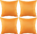4-Pack 100% Cotton Comfortable Solid Decorative Throw Pillow Case Square Cushion Cover Pillowcase Sublimation Blank Pillow Cover Halloween DIY Fall Throw Pillowcase(16x16inch/40x40cm,Pumpkin Orange)