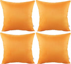 4-Pack 100% Cotton Comfortable Solid Decorative Throw Pillow Case Square Cushion Cover Pillowcase Sublimation Blank Pillow Cover Halloween DIY Fall Throw Pillowcase(16x16inch/40x40cm,Pumpkin Orange)