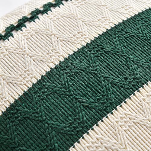 Fancy Homi Set of 2 Dark Green Boho Decorative Throw Pillow Covers 16x16 Inch for Couch Bed Sofa Bedroom Indoors, Modern Farmhouse Vintage Forest Green Living Room Decor - color: Dark Green, size: 16" x 16" (Pack of 2)